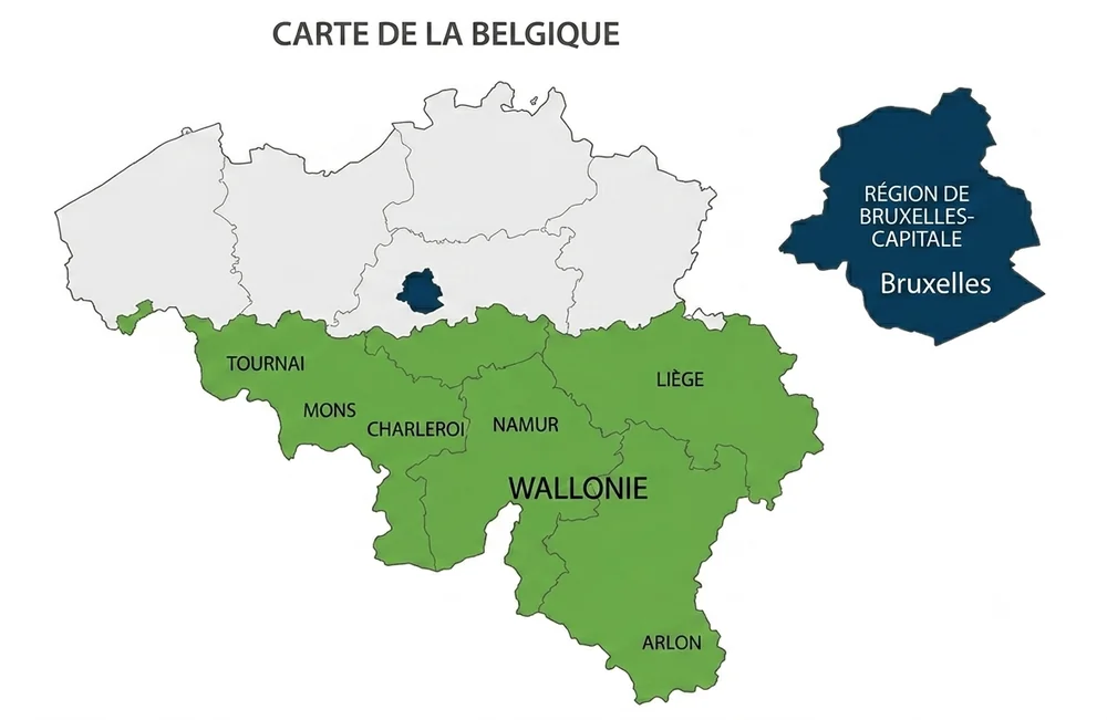 Zones desservies : Région de Bruxelles-Capitale et Wallonie